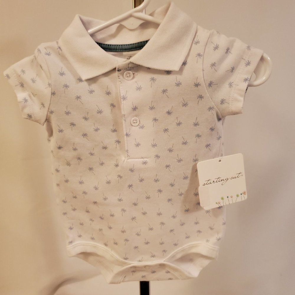 Onesie, 3-month, boys, bodysuit - White w/blue palm trees (Starting Out)